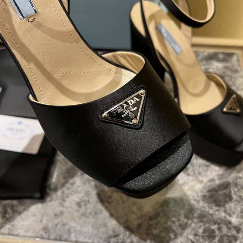 Prada High-Heeled Satin Sandals Black 1Xp48B049F0002F135