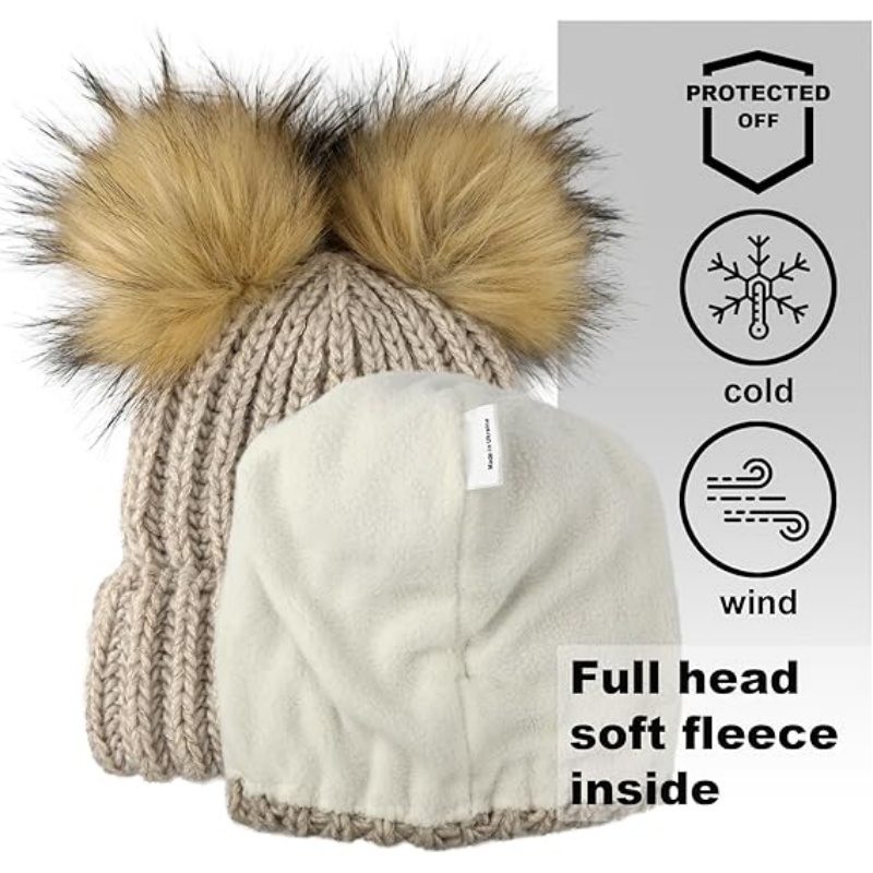 2 Pom Cable Knit Beanie