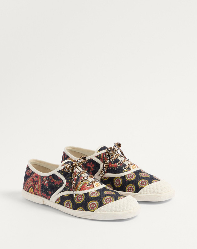 VALENTINO BAY BY BAY SNEAKERS IN VOYAGE IMAGINAIRE DENIM FABRIC