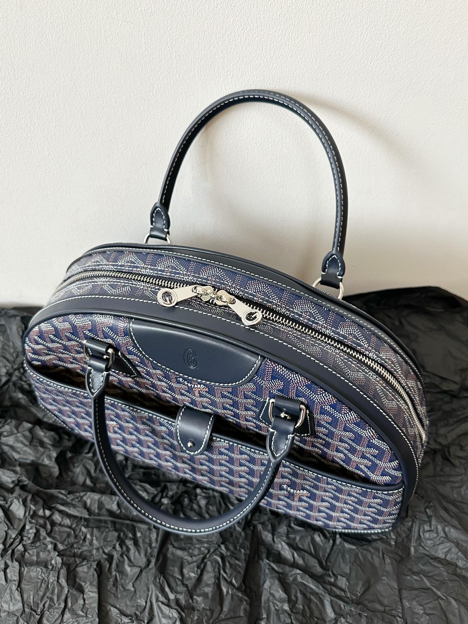 Goyard Goya Bowling Ball Medium Navy Blue Canvas 35cm