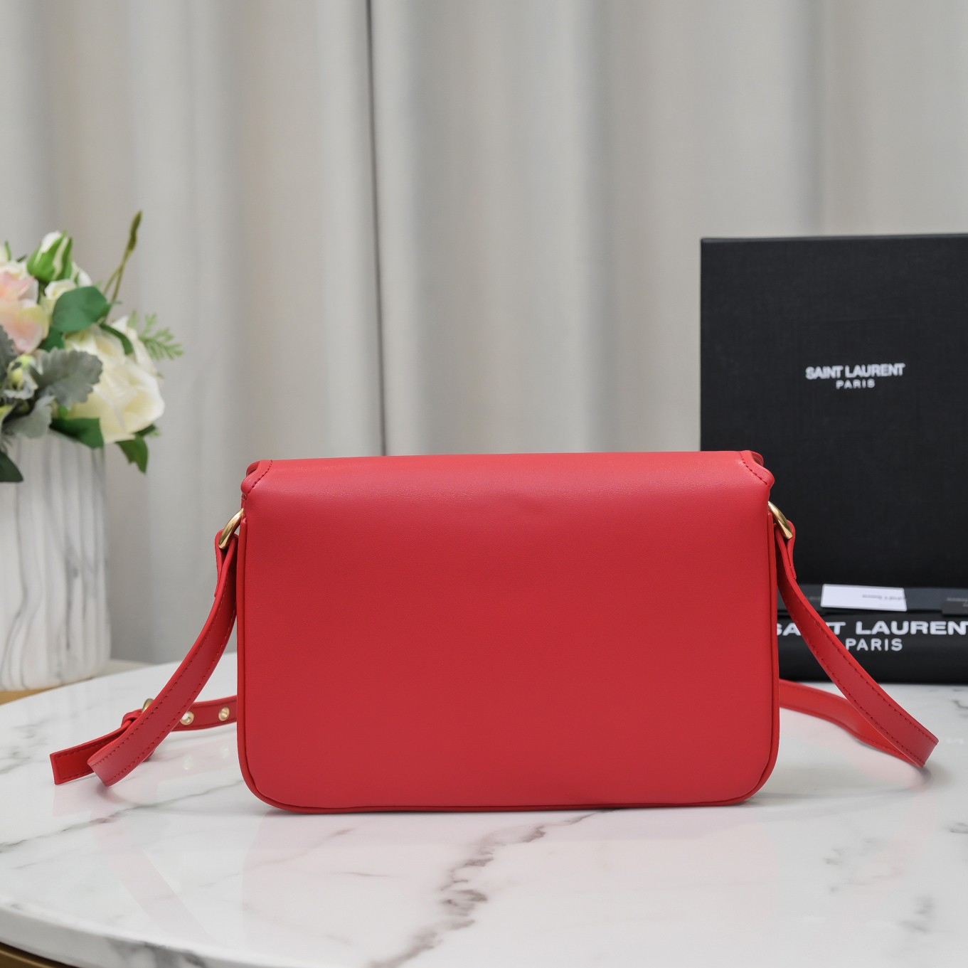 Saint Laurent Le Maillon Satchel In Smooth Leather Red