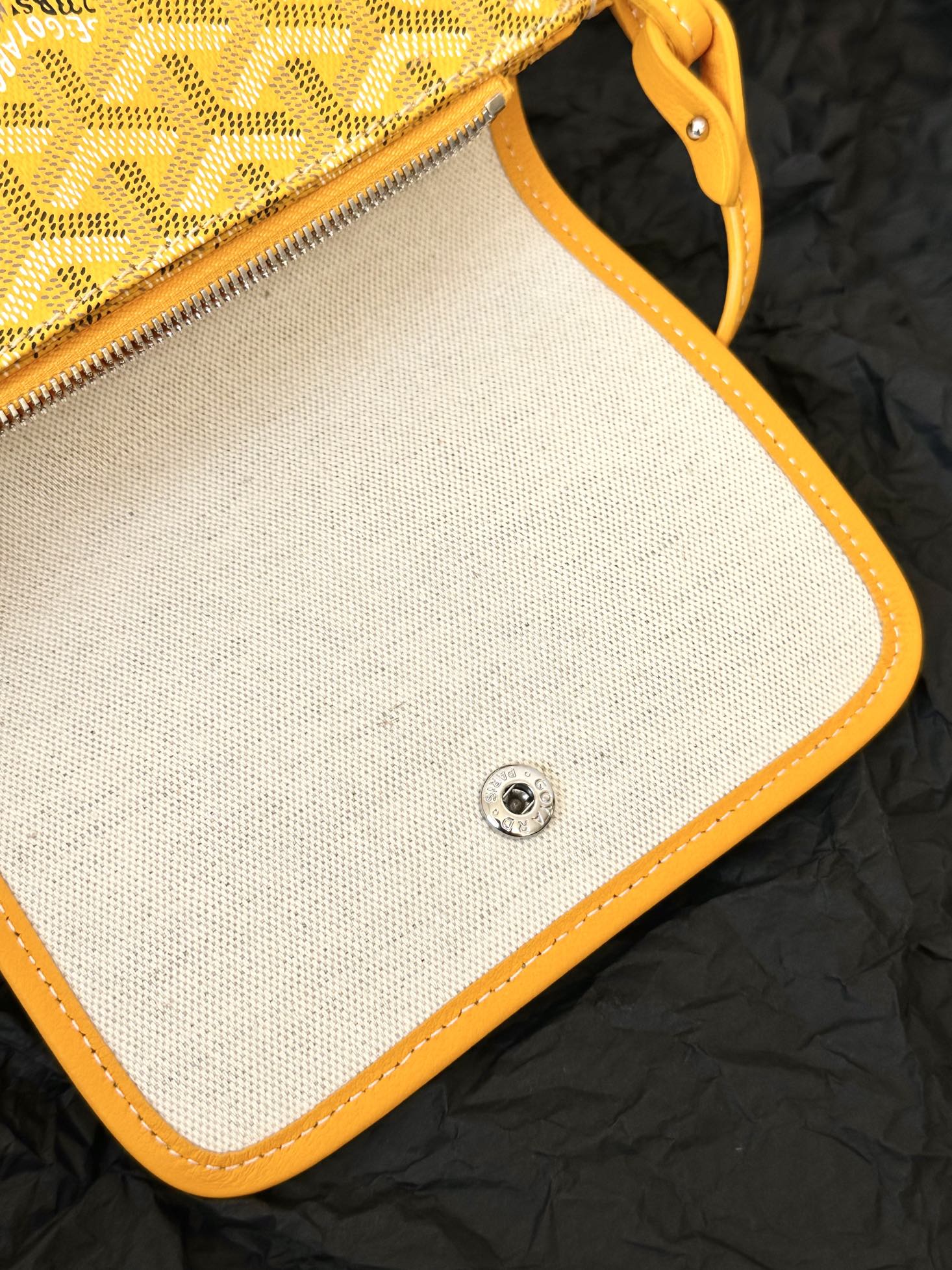 Goyard Plumet Pocket Wallet 20cm Yellow Goyardine Canvas And Lambskin Trim