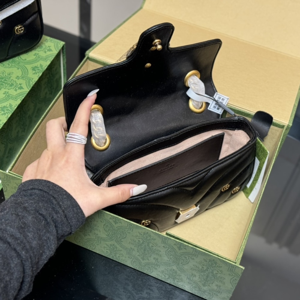 Gucci Gg Marmont Small Shoulder Bag Black 26Cm 443497 Aacpg 1000