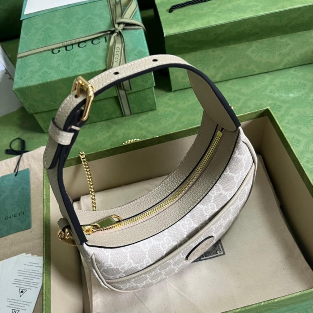 Gucci Half-Moon-Shaped Mini Bag with Interlocking G Oatmeal