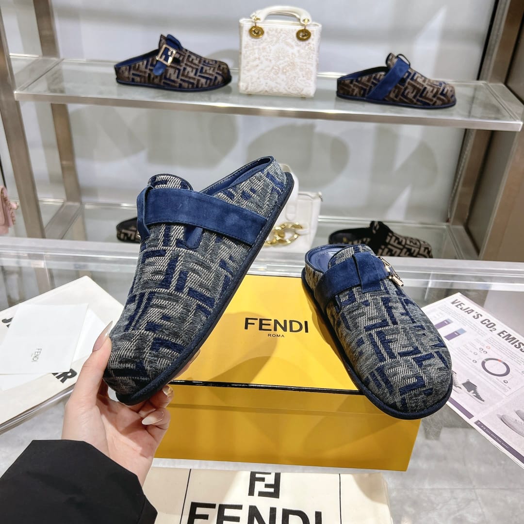 Fendi Feel Ff Mules Denim Blue 8r8448akzpf1pz7