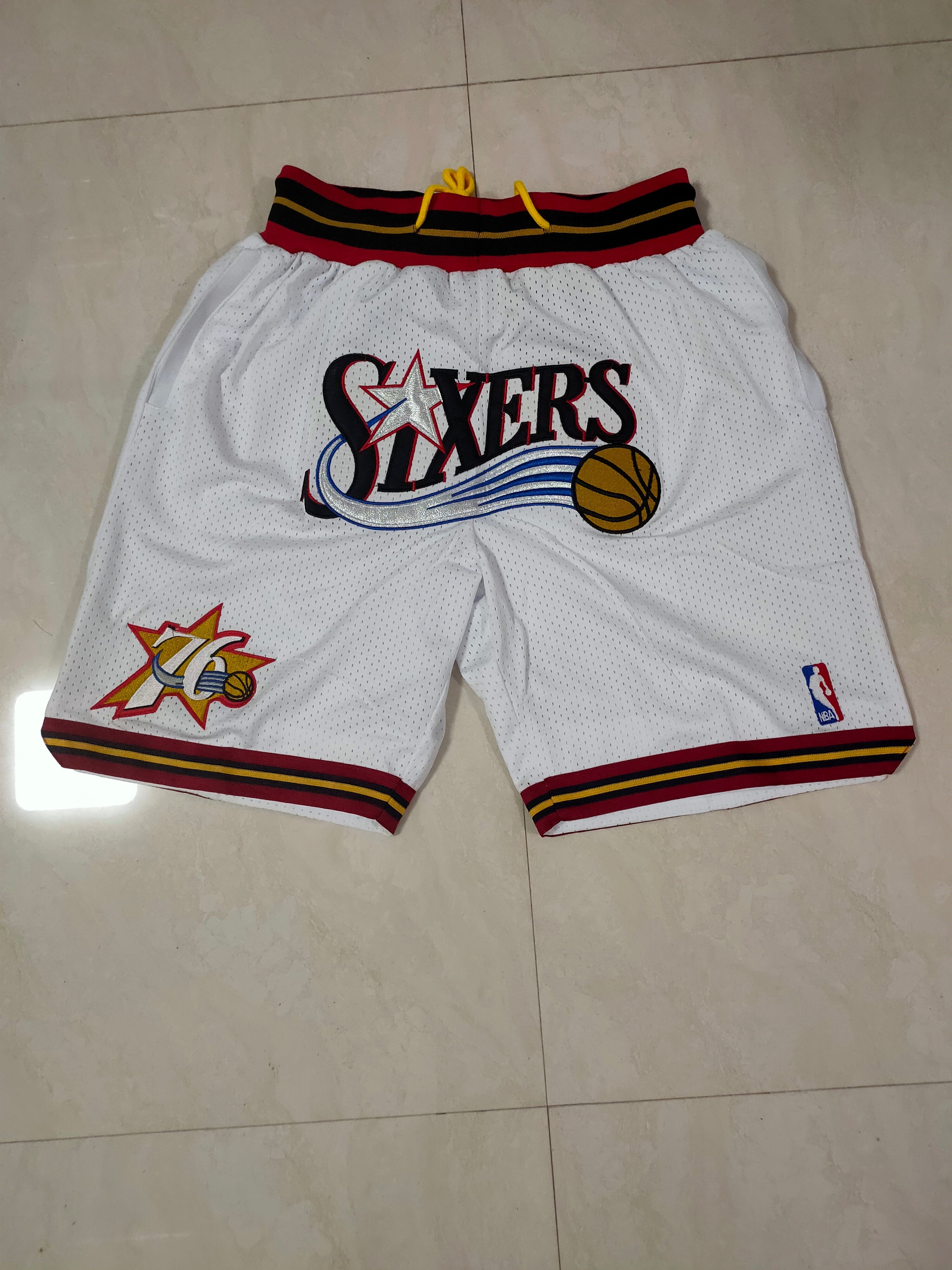 Philadelphia 76ers White Juston Retro Pocket Shorts