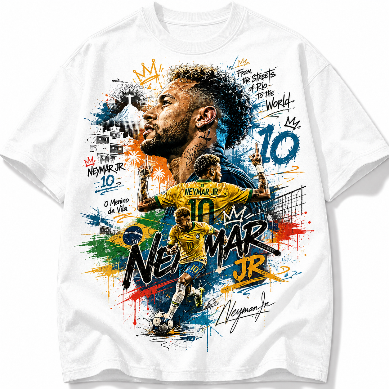 Neymar World Cup Printed T-Shirt  Unisex Loose Fit T-Shirt 100% Cotton Soft Comfortable Summer Casual Printed Top