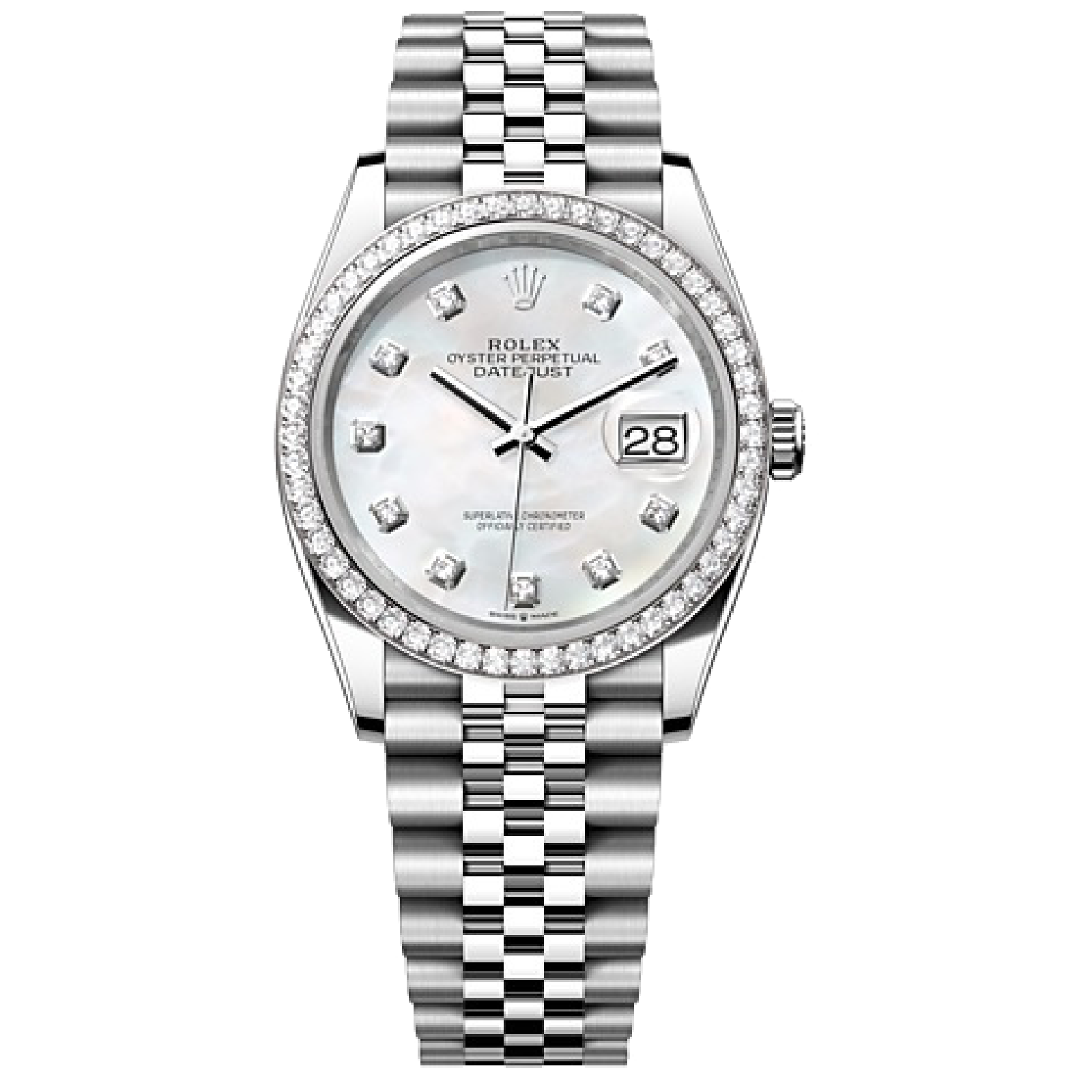 Rolex DATEJUST Oyster, 36 mm, Oystersteel, white gold and diamonds M126284RBR-0011