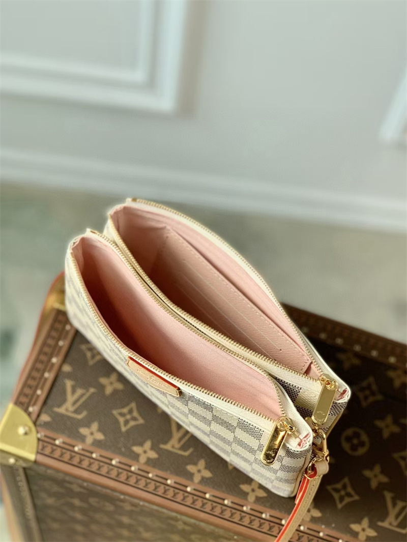 Louis Vuitton Damier Azur Double Zip Pochette 20Cm N60460