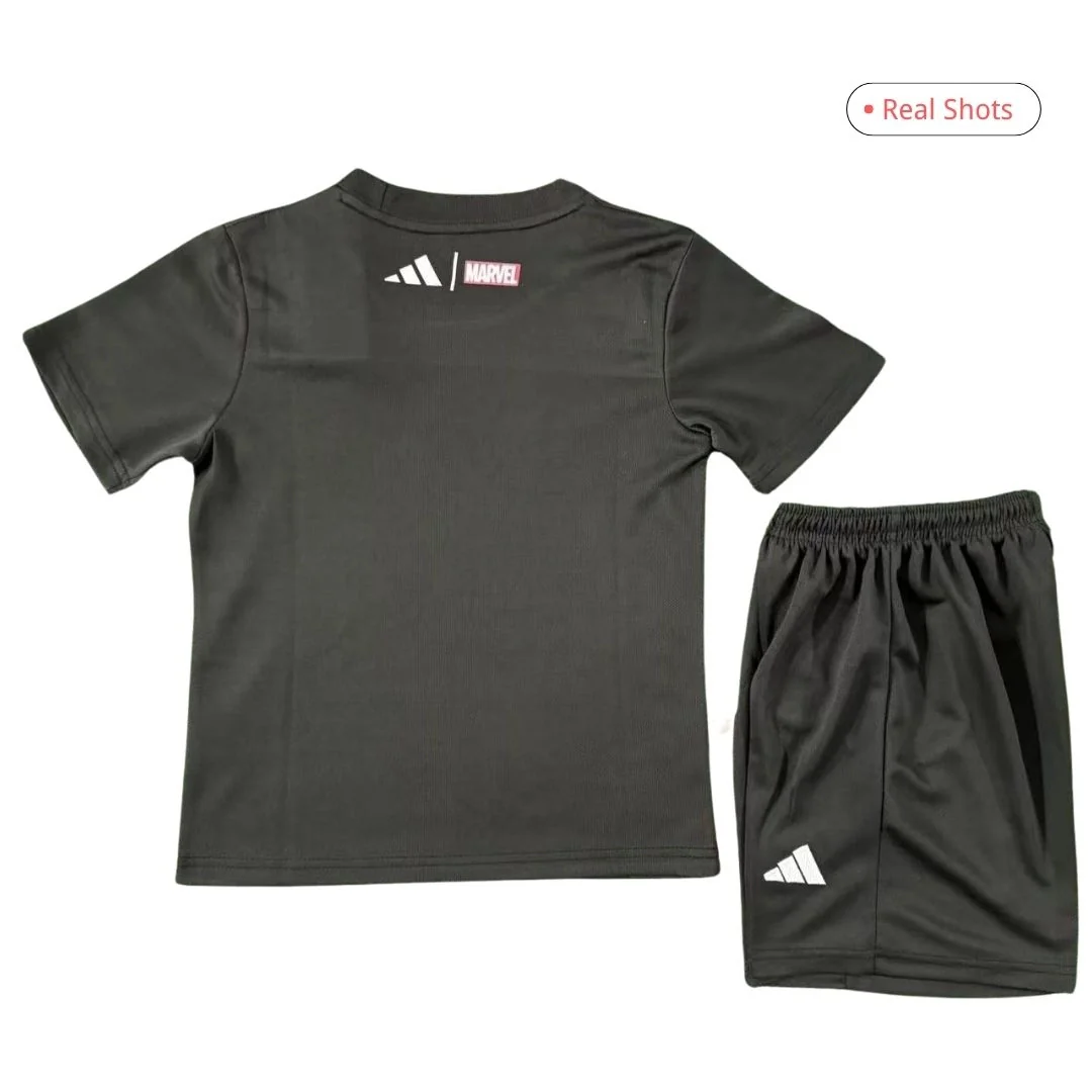 Kid's Real Madrid Marvel Warm Up Jersey Kit 2025/26 Black