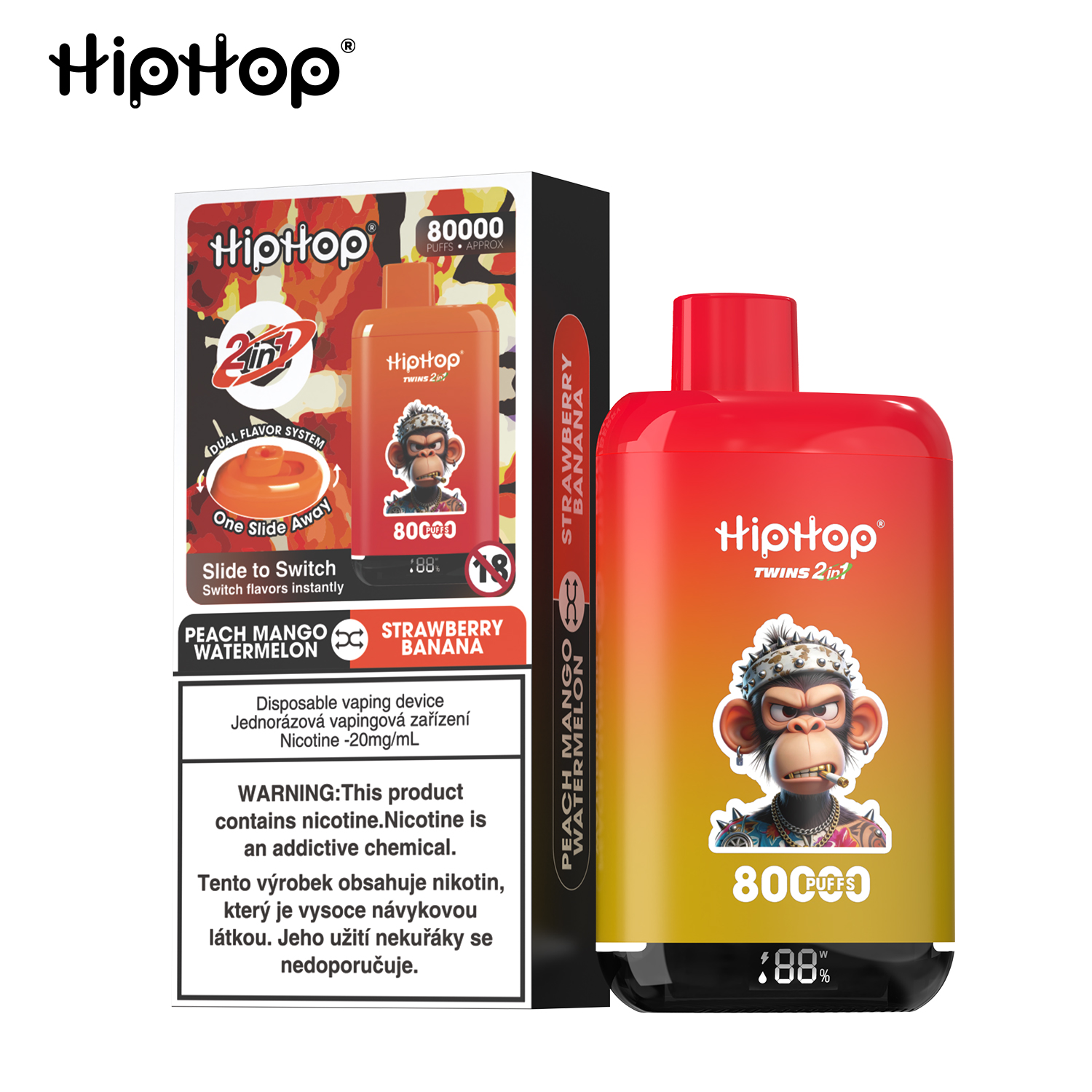 HIPHOP 80k Puffs Prefilled Vape |  Rechargeable
