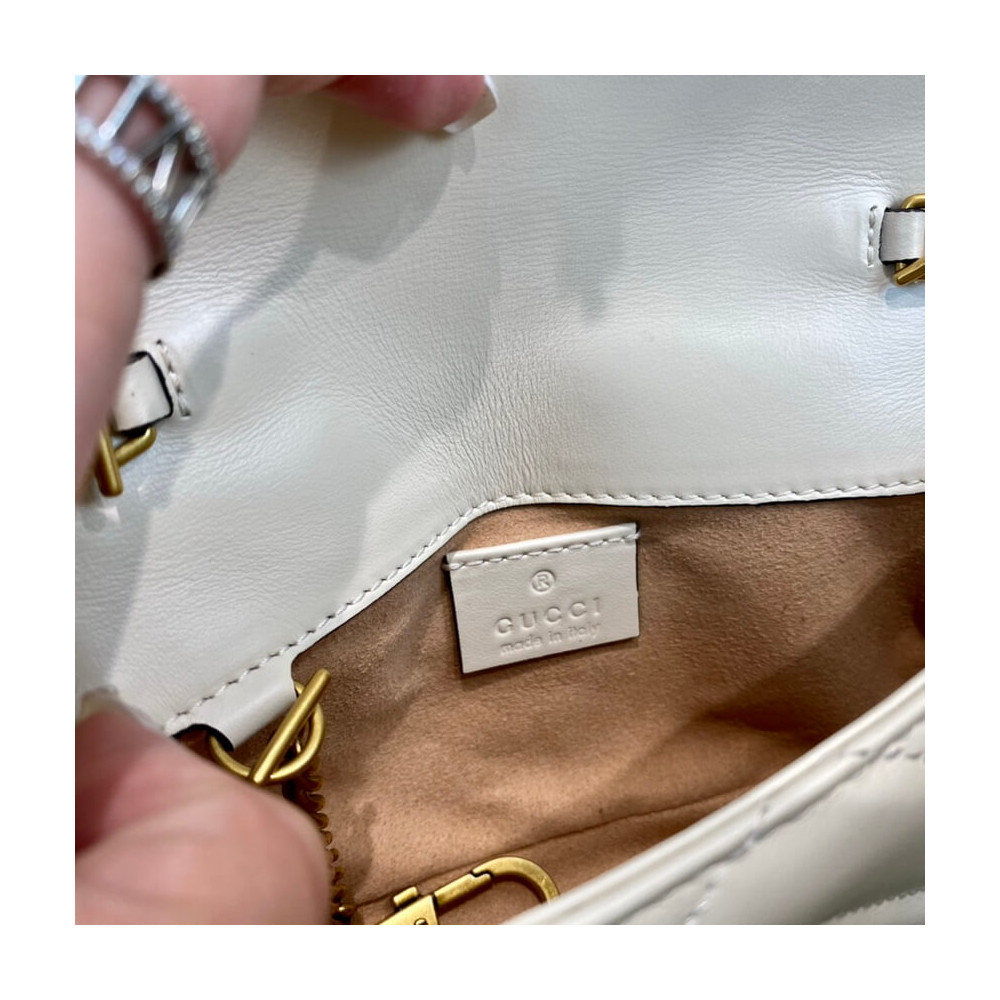 Gucci GG Marmont Matelasse Chevron Leather Super Mini Bag White