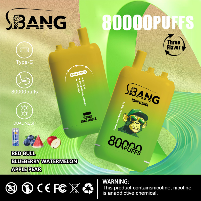 Bang Leader 80K Puffs 3-in-1 Vape | 3 Adjustable Flavors,  Rechargeable