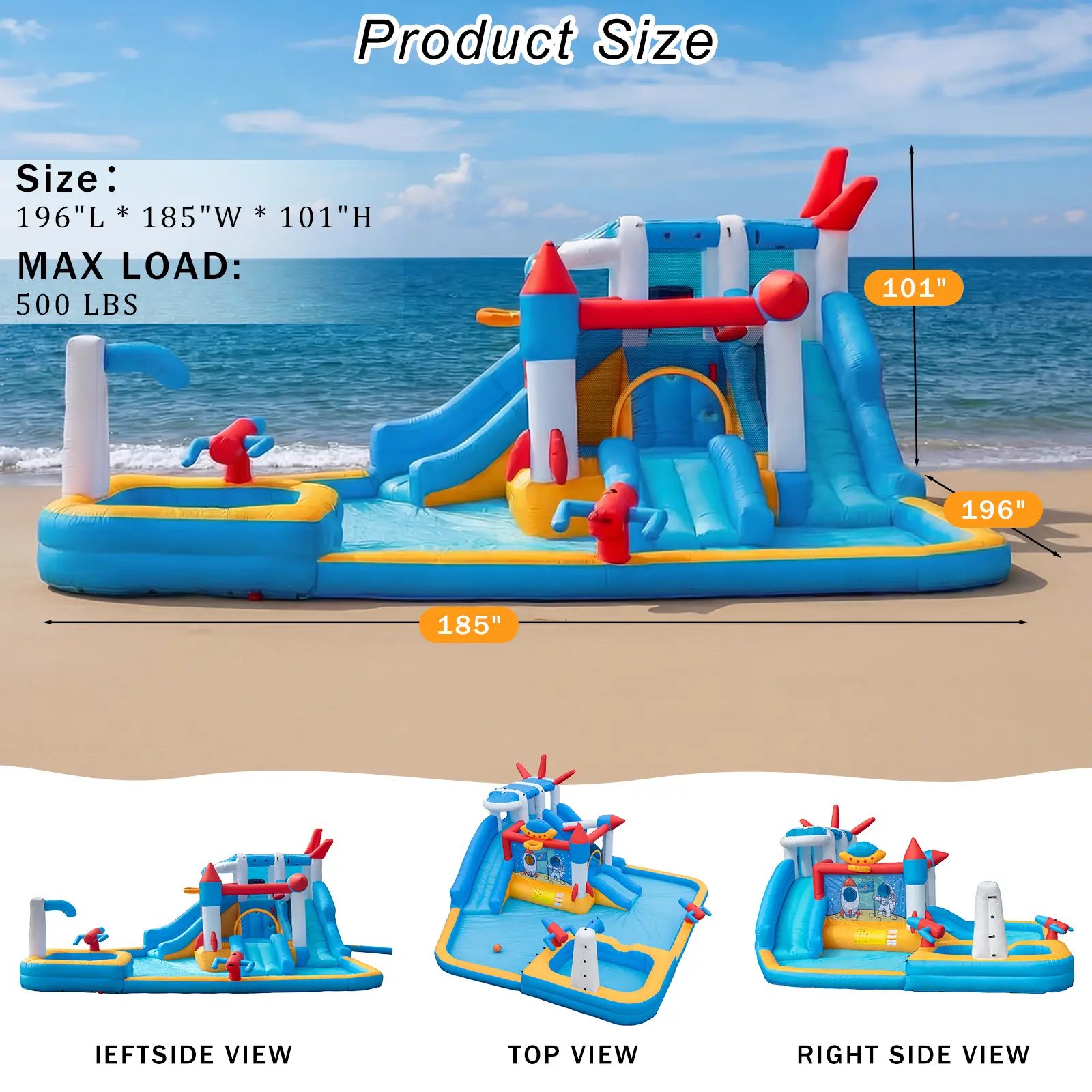 🔥Summer Deal🔥 Inflatable Water Slide Park with Splash Pool & Water Cannons
