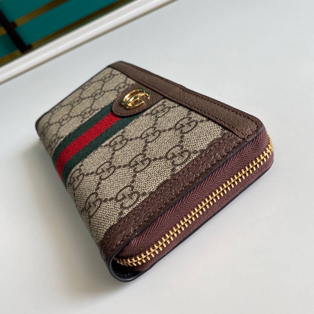Gucci Ophidia Zip Around GG Supreme Wallet Brown 19cm 523154 96IWG 8745