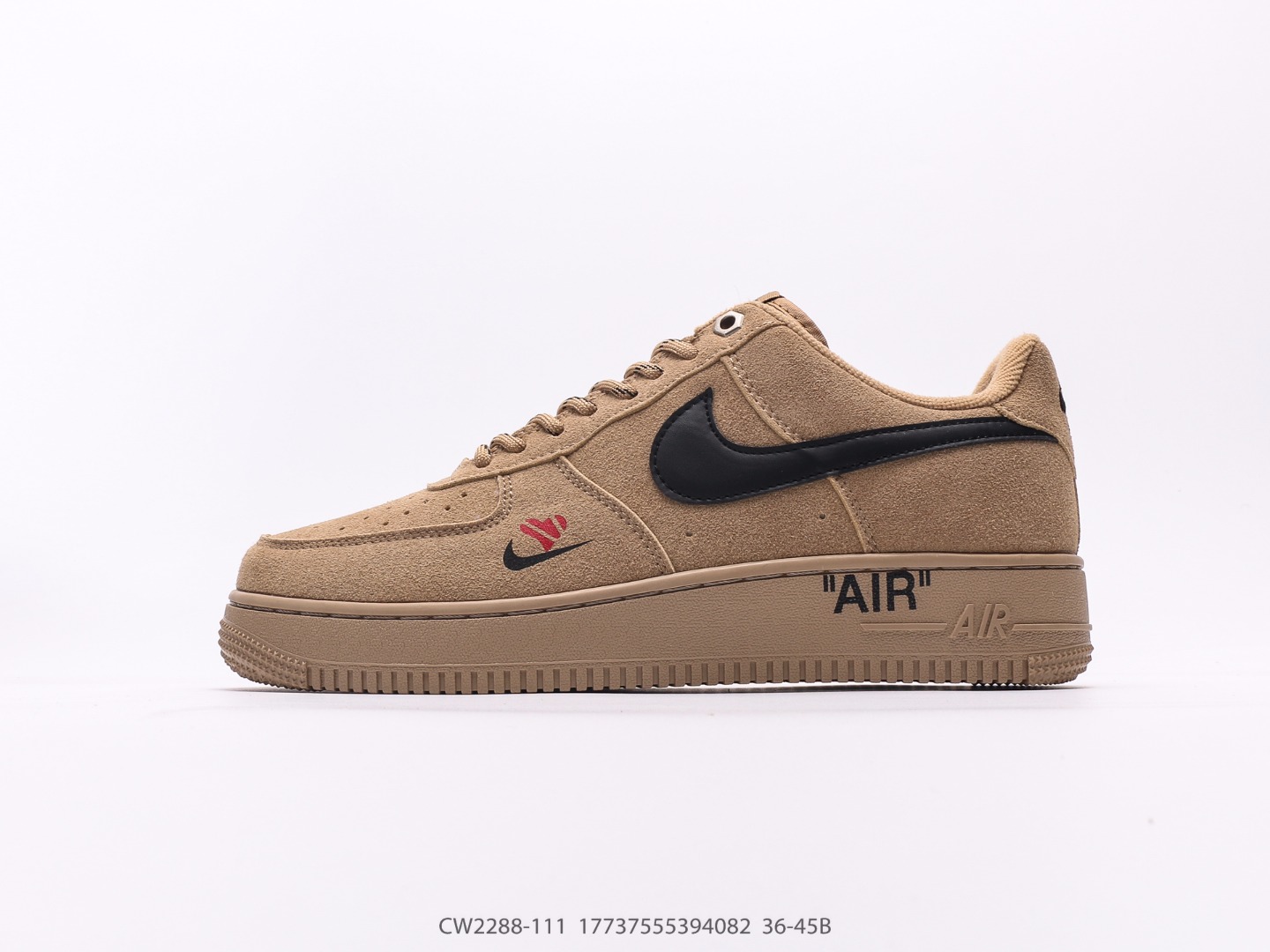 Nike Air Force 1 Low Wheat Suede Double Mini Swoosh Custom
