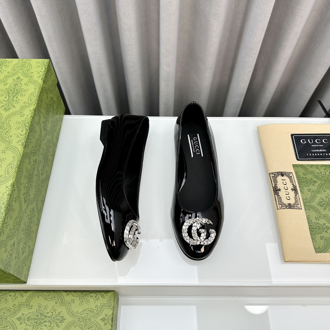 Gucci Crystal Gg Women’S Ballet Flat Black