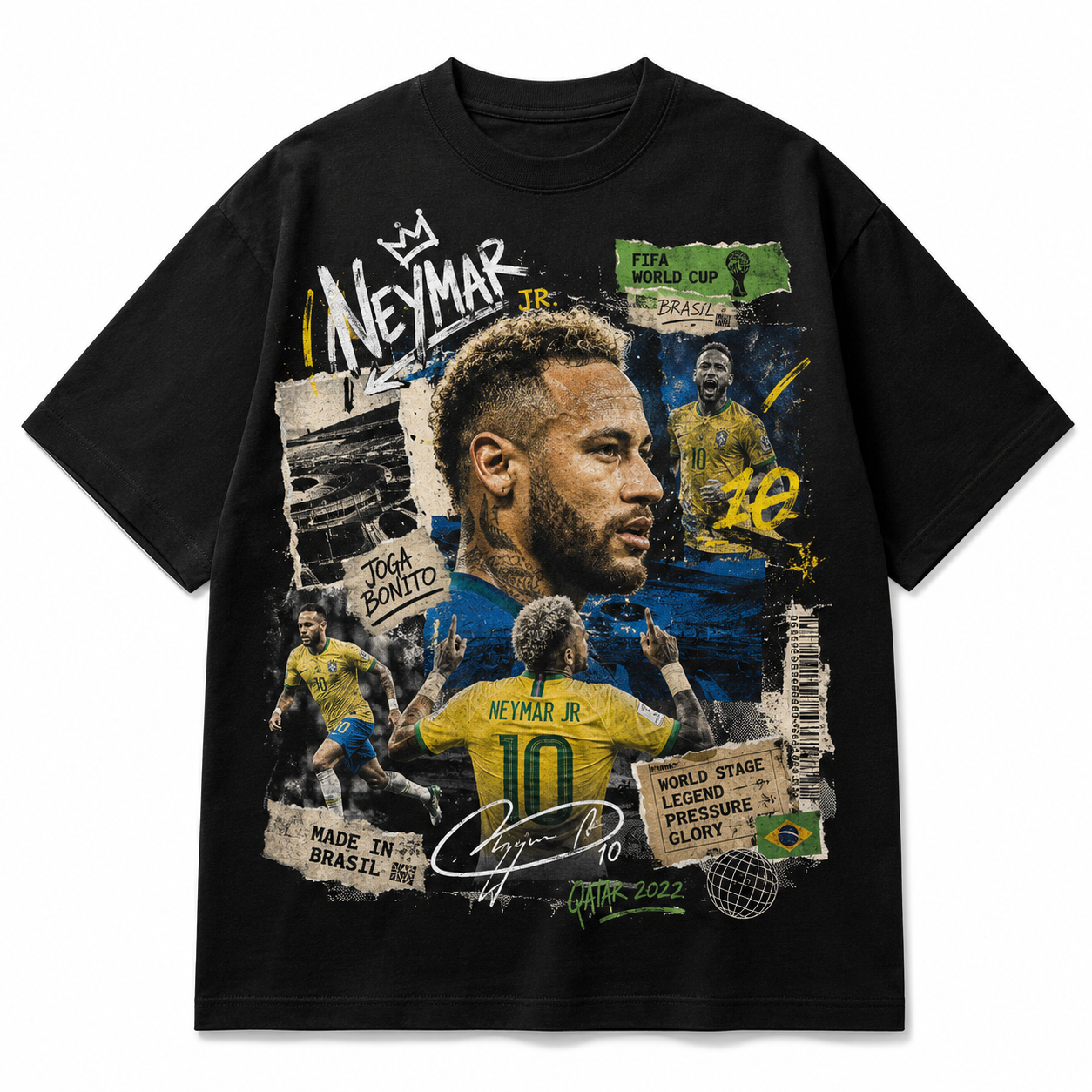 Neymar World Cup Printed T-Shirt  Unisex Loose Fit T-Shirt 100% Cotton Soft Comfortable Summer Casual Printed Top