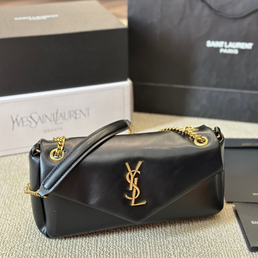 Saint Laurent Calypso Small In Plunged Black 27Cm 734153Aacqo1000
