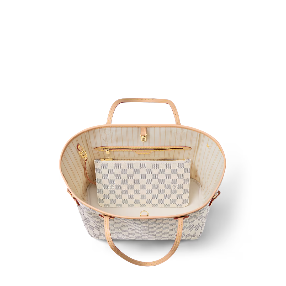 Louis Vuitton Neverfull MM Tote Bag Damier Azur Canvas Beige 31cm N40604