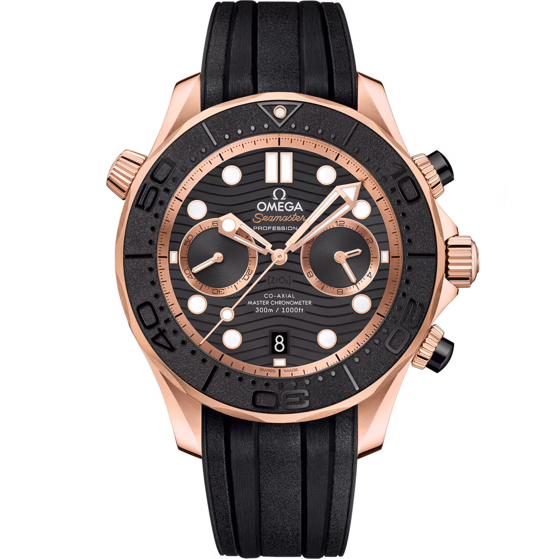 Omega Seamaster Diver 300M 44mm Black Dial Sedna™ 18k Rose Gold Strap 210.62.44.51.01.001