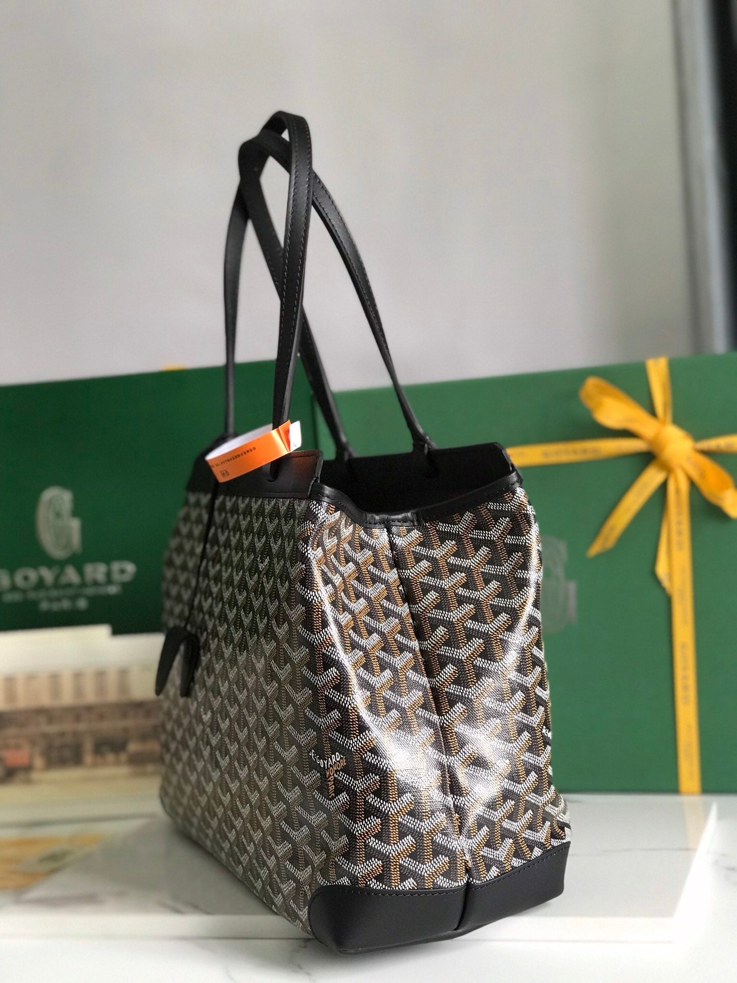 Goyard Bellechasse Biaude Pm Bag 36 Cm Black Goyardine Canvas And Calfskin Trim