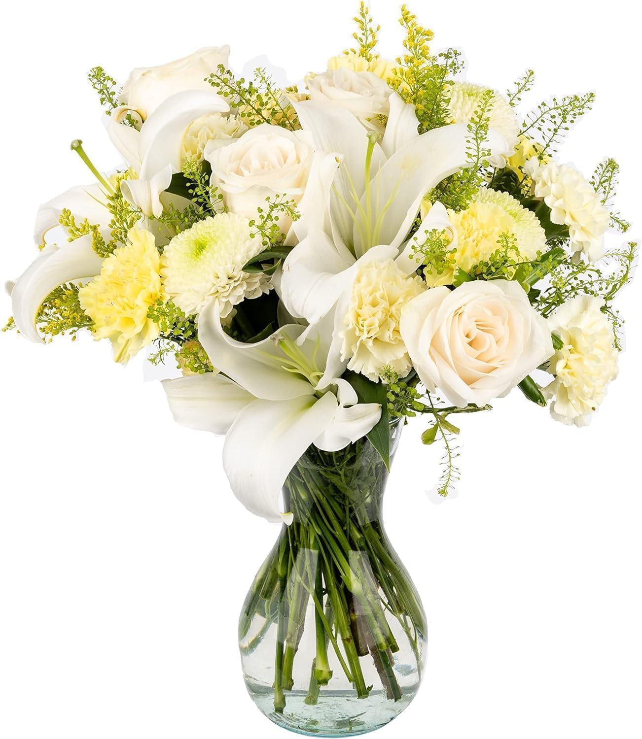 Heartfelt Peace | White, Cream Arrangement with Vase | Pre-Book Mother's Day Flowers by Arabella Bouquets | Real Fresh Flowers for Delivery, Gift for Birthday, Sympathy, Get Well