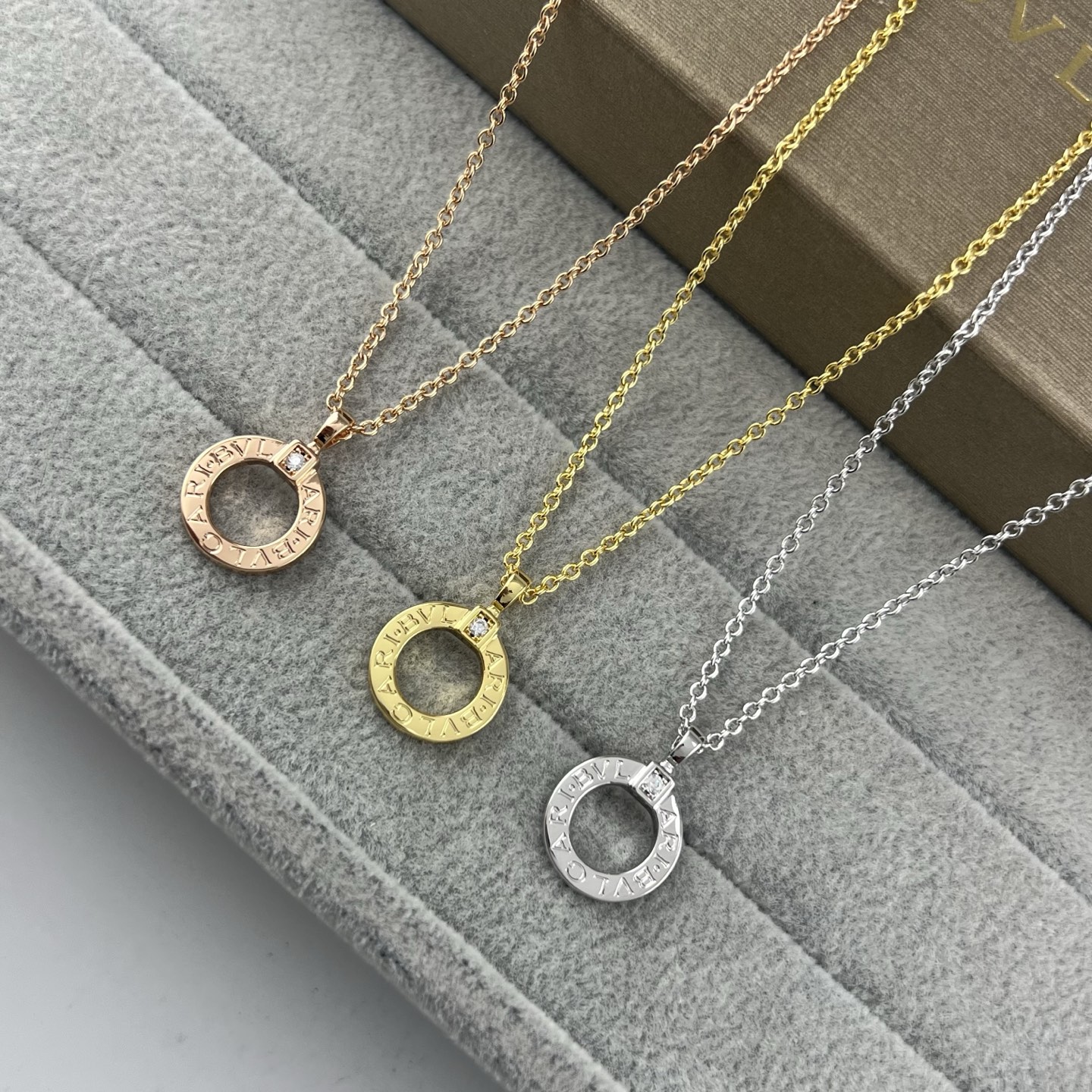 Circle BV letter pendant necklace
