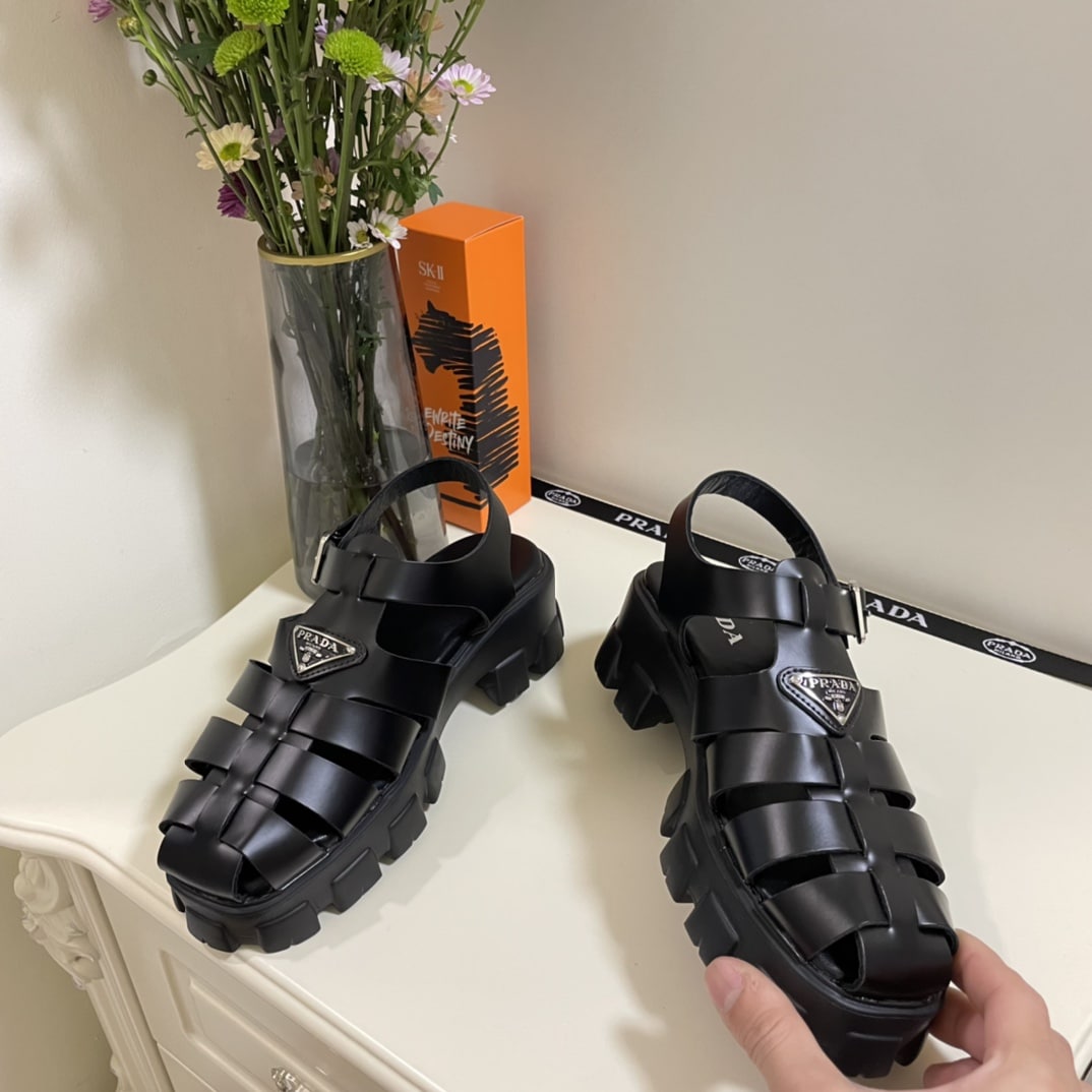 Prada Monolith Foam Rubber Sandals Black 1X853M 3Lkk F0002 F 055