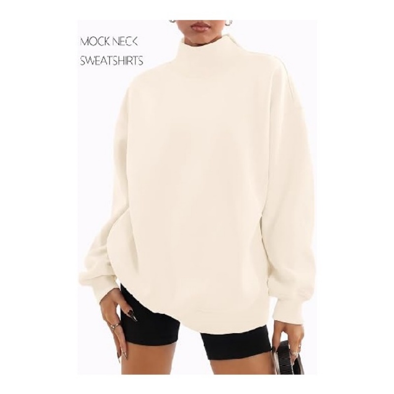 Womens Mock Neck Sweatshirts Oversized Pullover Fall Outfits