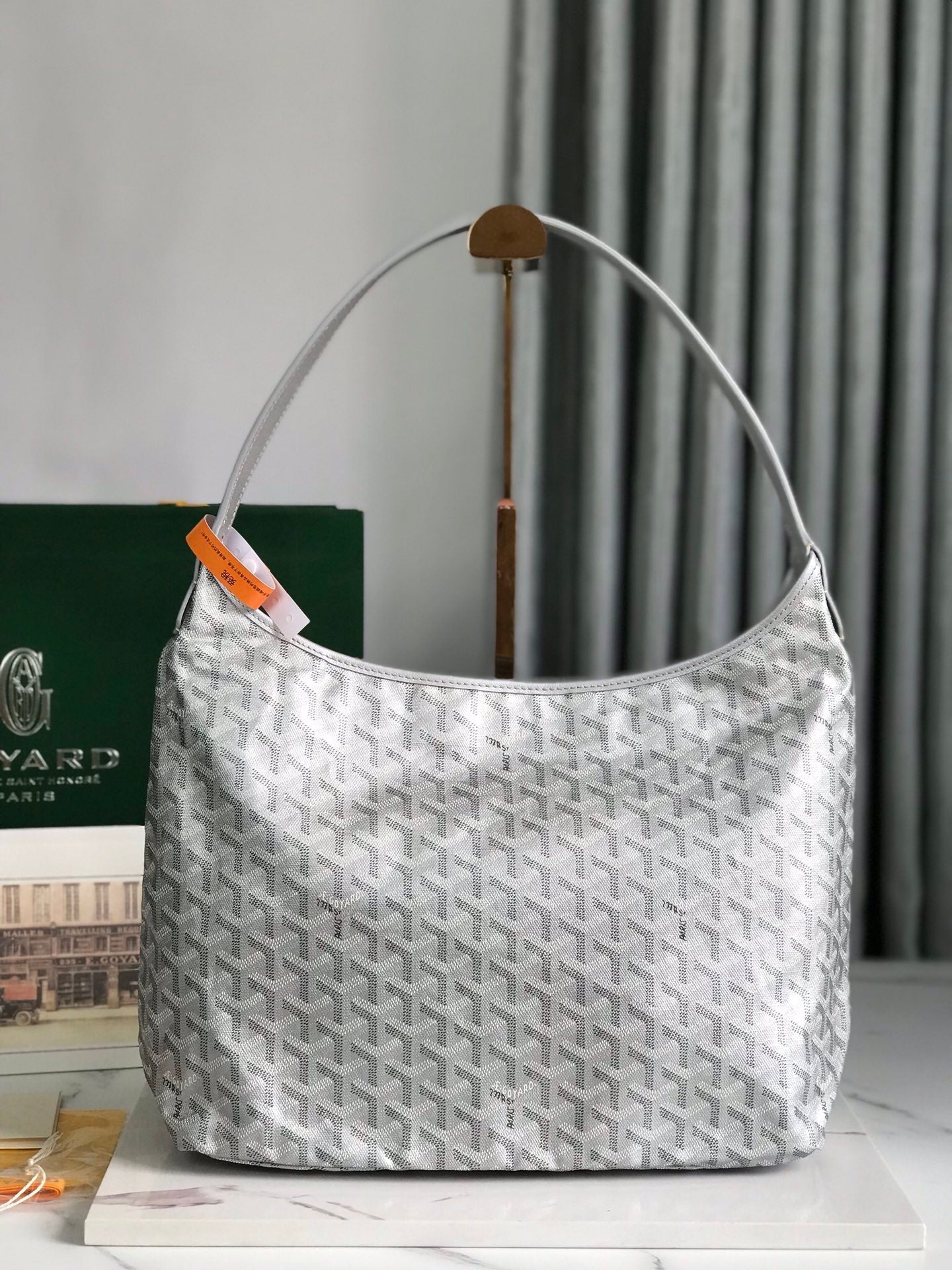 Goyard Hobo Boheme 42Cm Light Grey Canvas