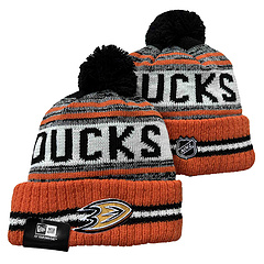 Men's Orange Anaheim Ducks Knitted Cap with Pom