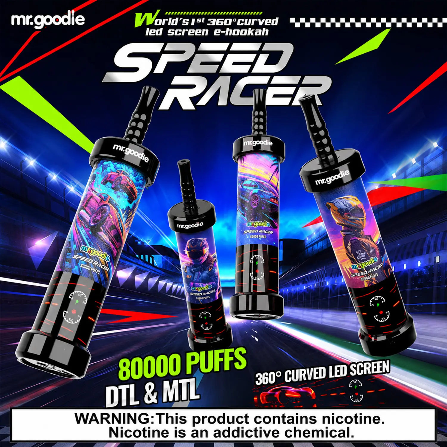 Mr. Goodie Speed Racer 80K 80000 Puffs Disposable Vape Dual Mode Rechargeable LED Display E-Cigarette