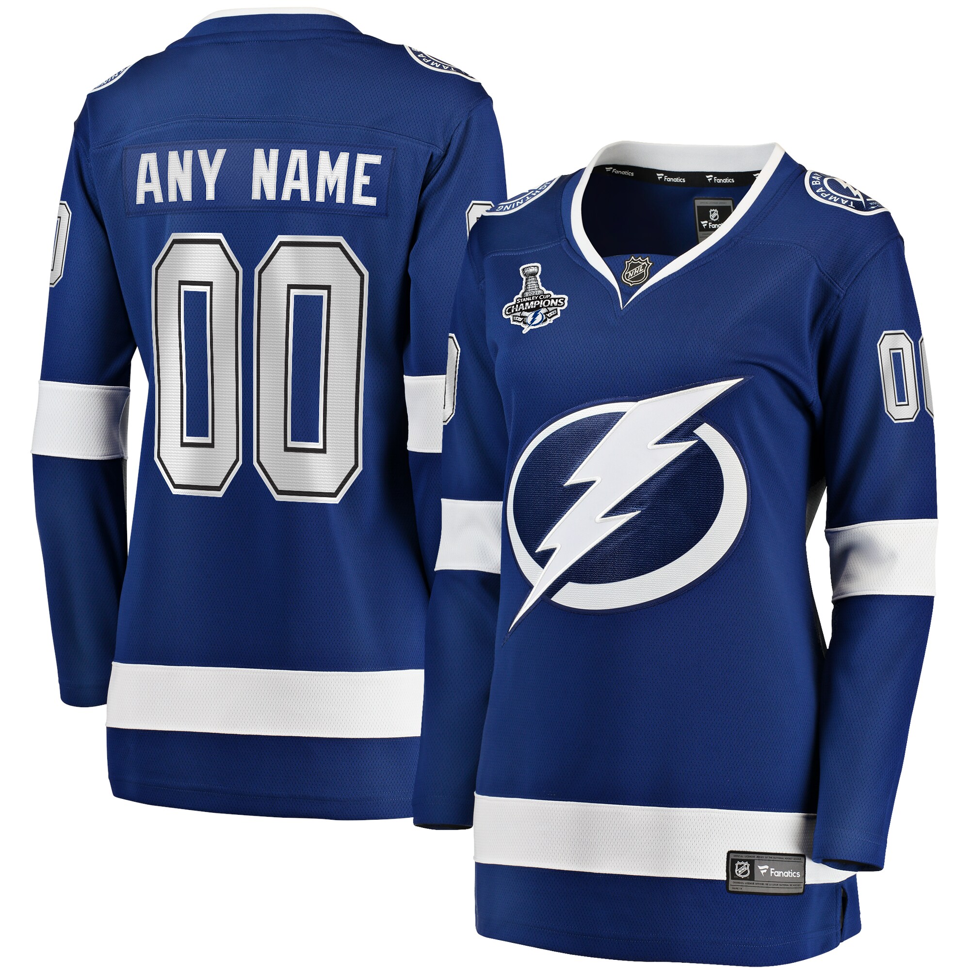 Tampa Bay Lightning Fanatics Women’s 2021 Stanley Cup Champions Home Breakaway Custom Jersey – Blue