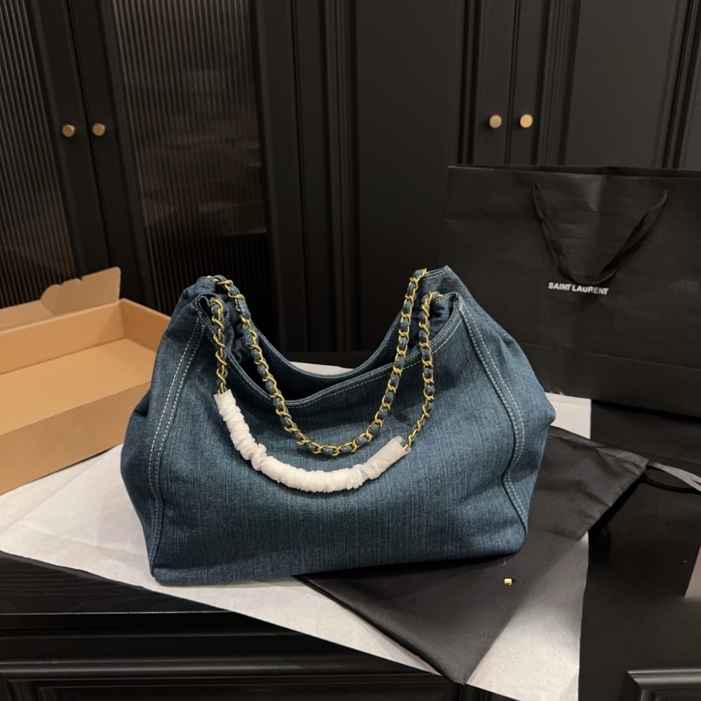 Saint Laurent Chain Hobo Bag Denim Blue 30cm