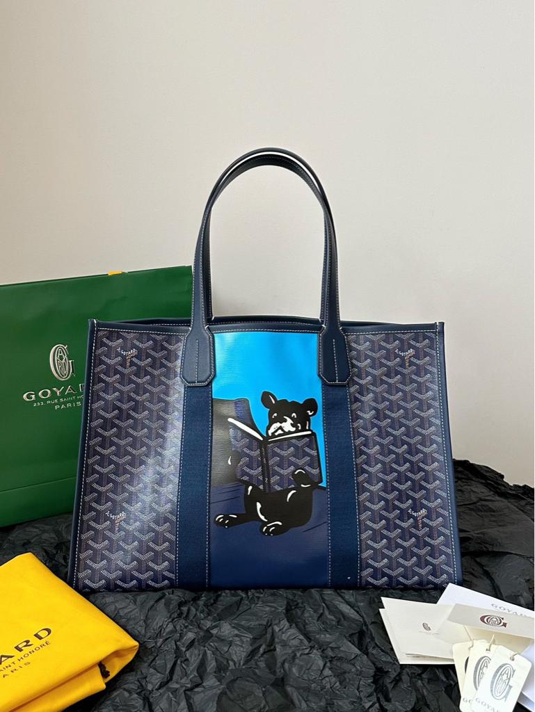Goyard Goya Villette Tote 45Cm Navy Canvas