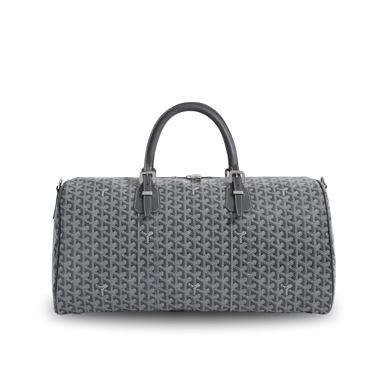Goyard Boston 50 Bag Cm Gray Goyardine Canvas And Calfskin Trim