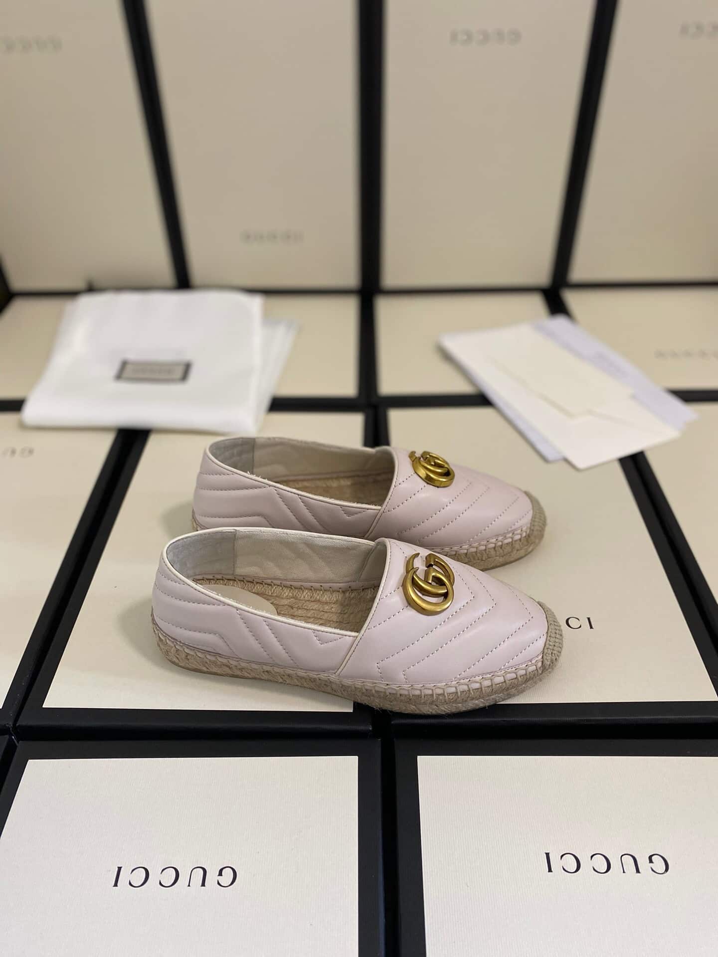 Gucci Leather Espadrille With Double G White ?551890 Bko00 1000