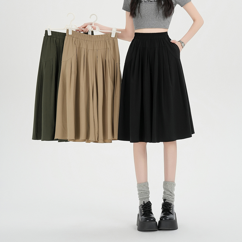 Loose ice silk skirt elastic wide leg pants for women