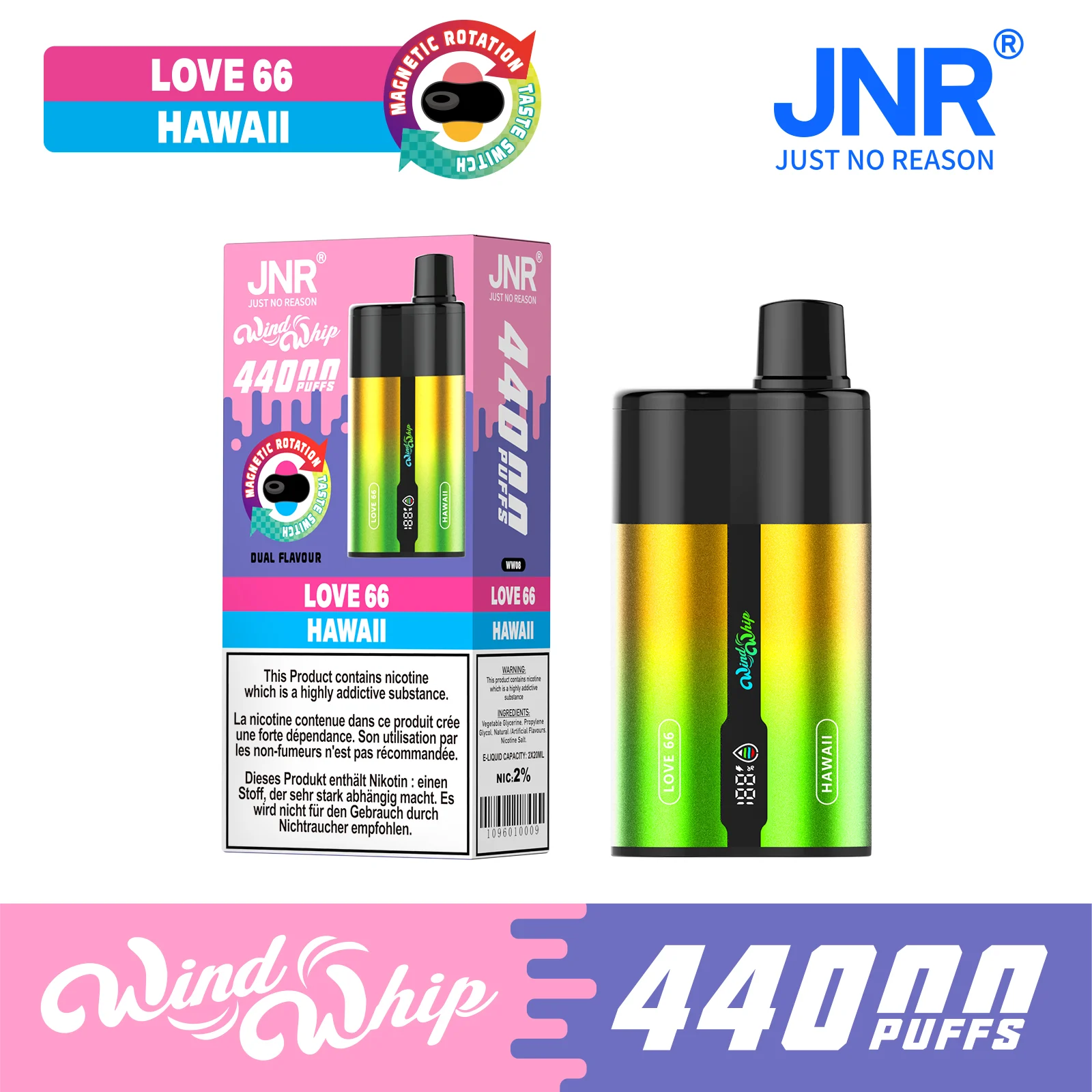 JNR WindWhip 2 in 1 44K Puffs Disposable Vape