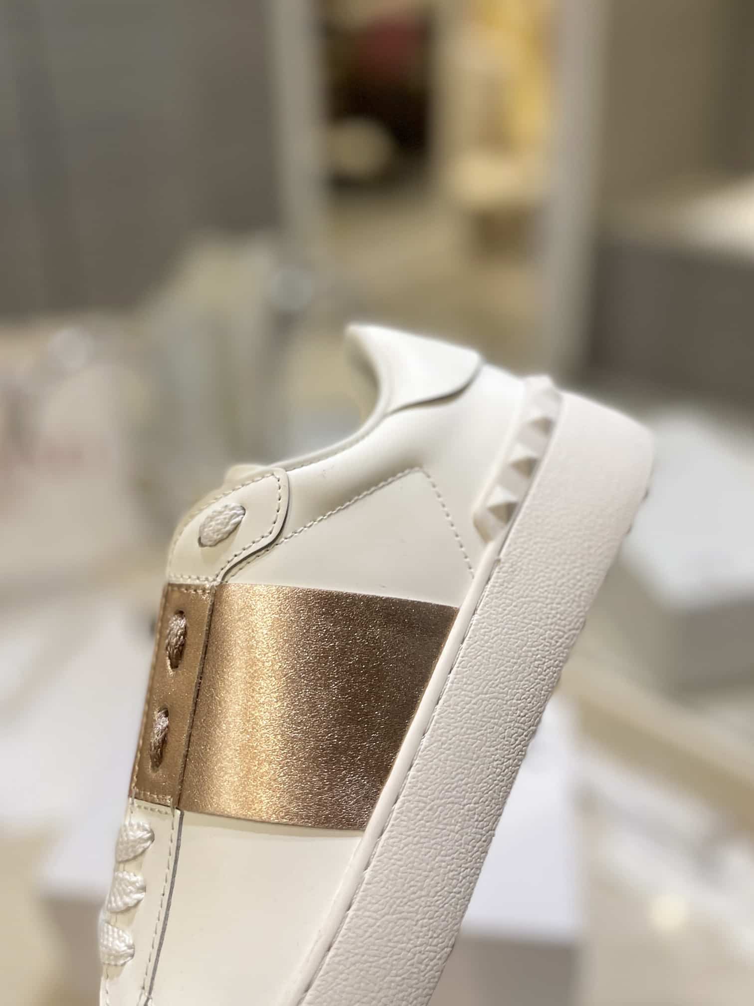 Valentino Garavani Rockstud Open Metallic Leather Sneaker Gold Uy2S0830Flrl71