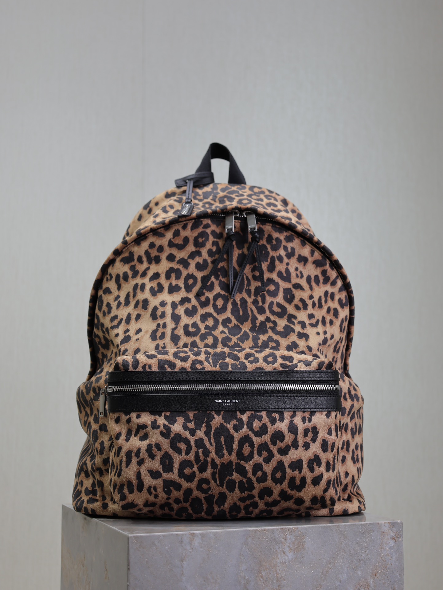 YSL-Leopard Print Velvet with Leather