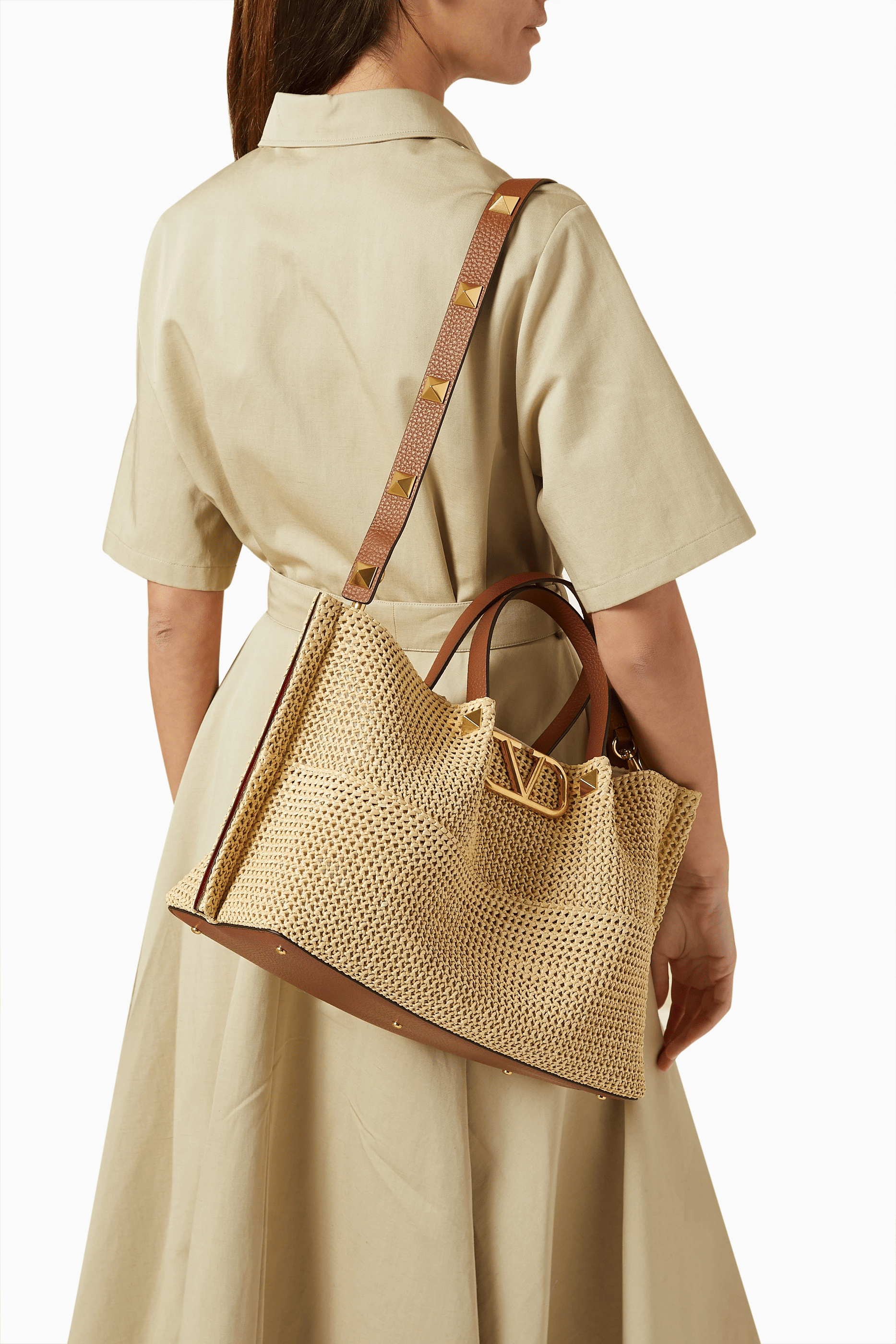 Valentino Garavani Summer Woven Natural Brown Leather Tote Bag 35cm/13.8in