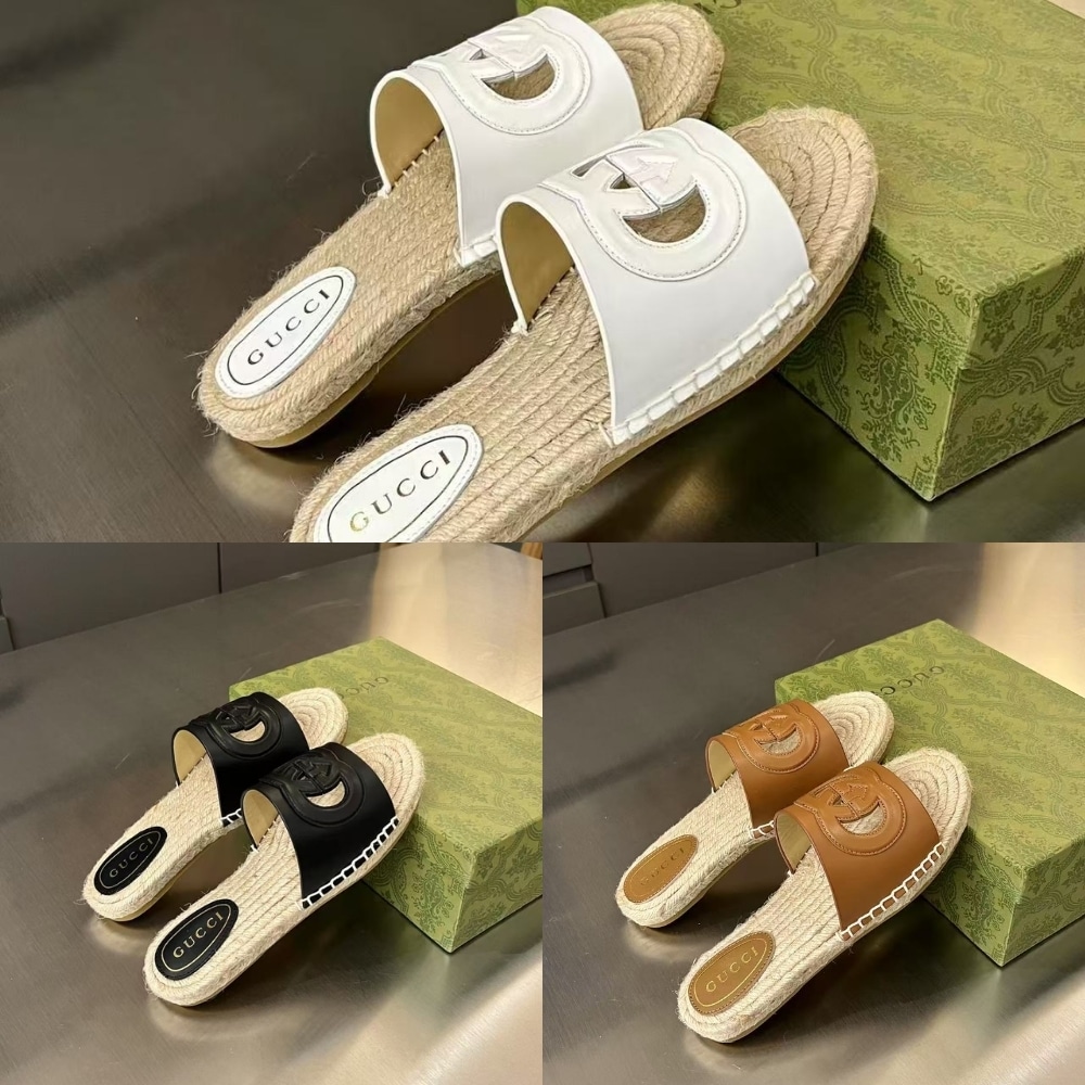 Gucci Interlocking G Cut Out Slide Espadrille Black 725260 Us000 1000