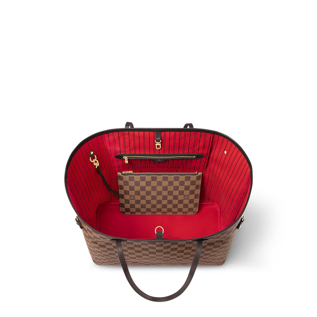 Louis Vuitton Neverfull GM Tote Bag Damier Ebene Canvas Cerise Red 39cm N40597