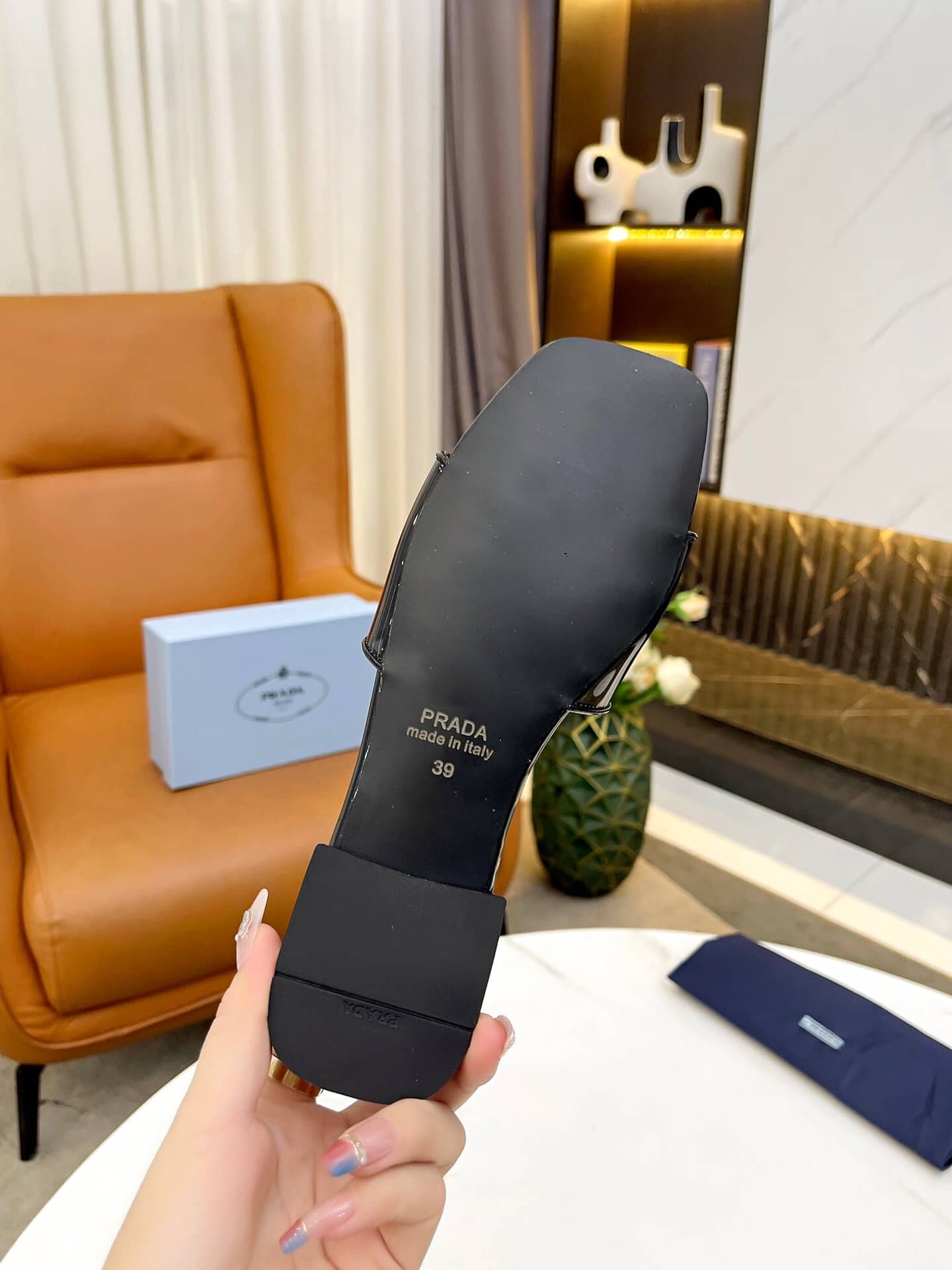 Prada Logo Plaque Slip On Black