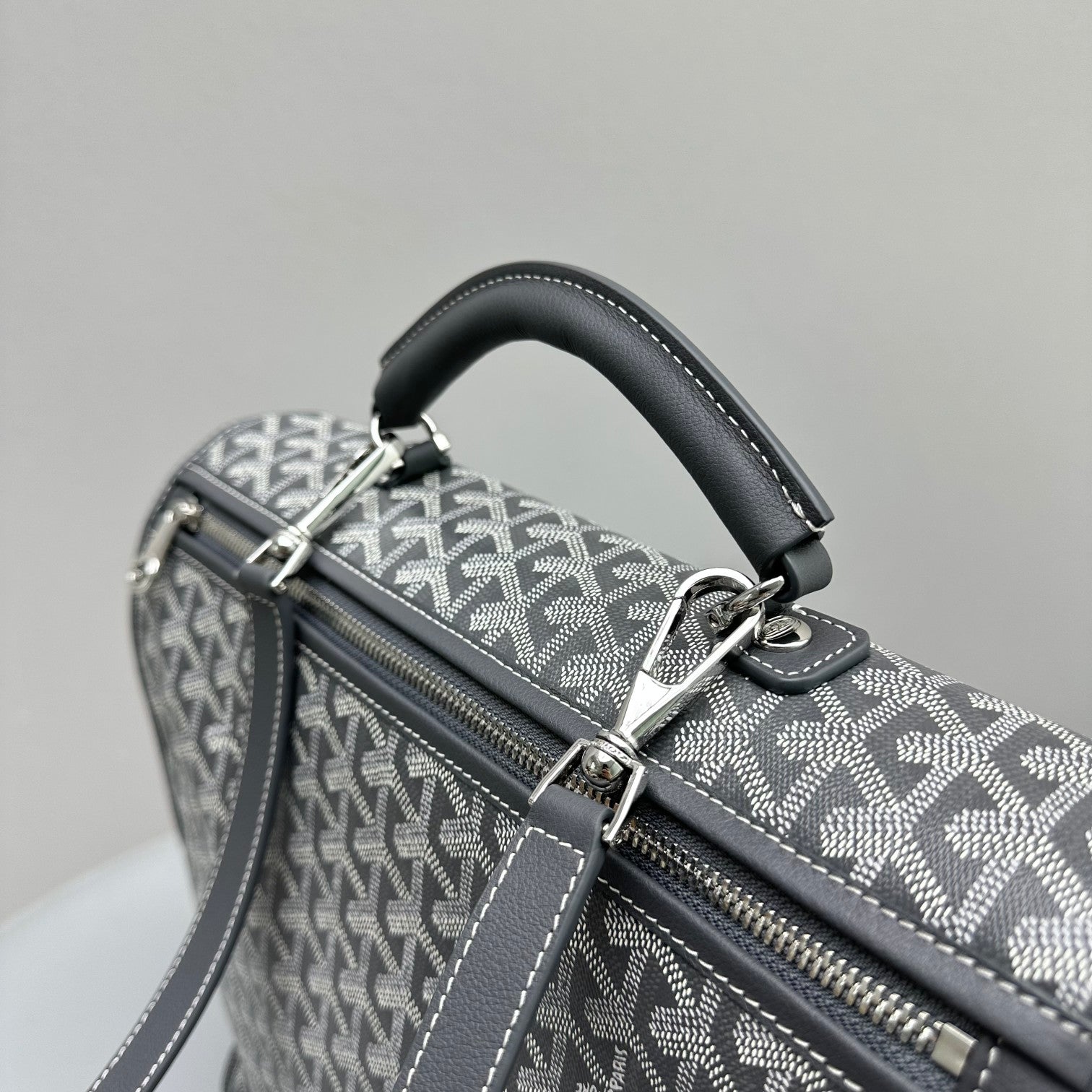Goyard Leger Backpack 37 Cm Gray Goyardine Canvas With Calfskin Trim