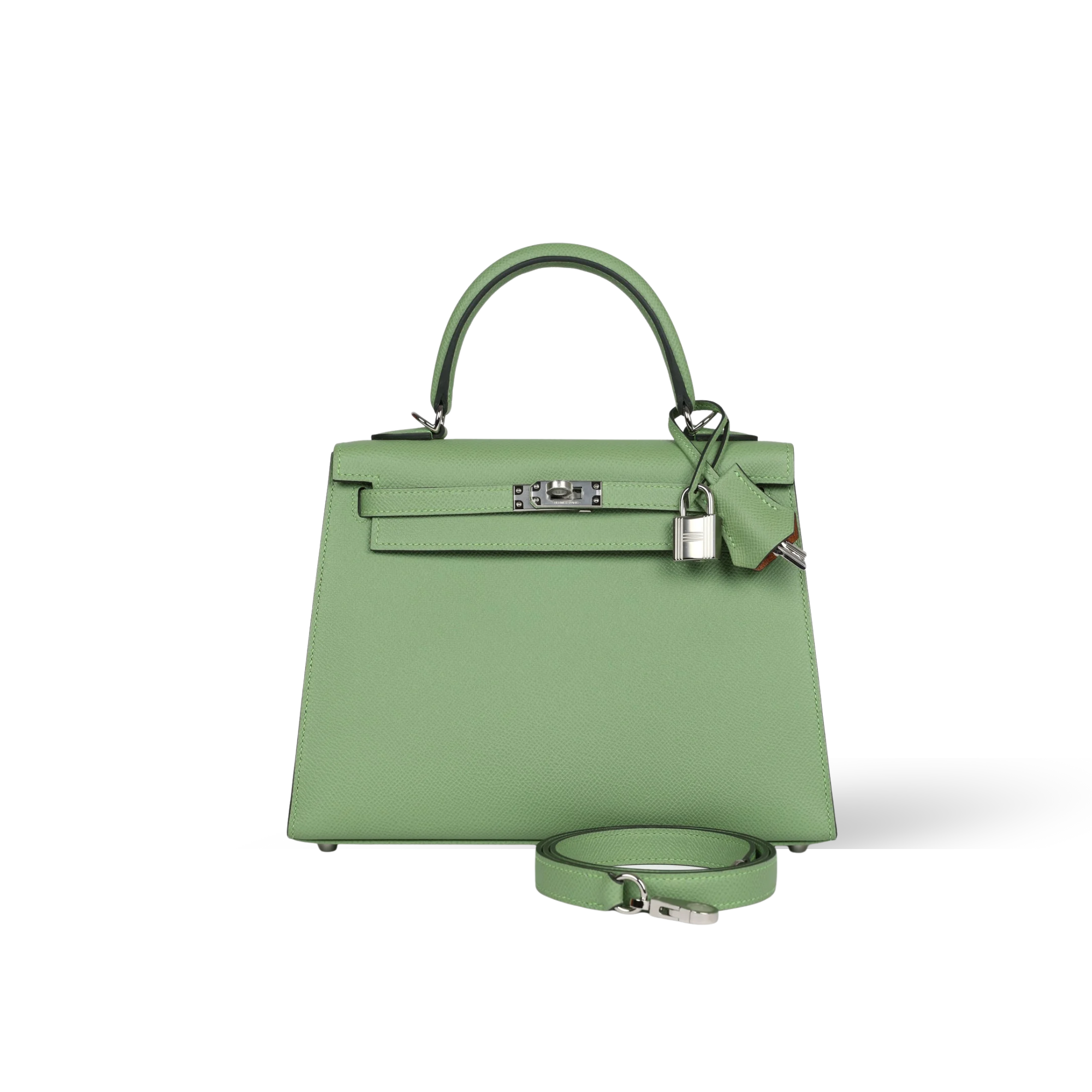 Hermes Kelly 25 Bag In Vert Criquet Epsom Leather For Women 25cm/10in