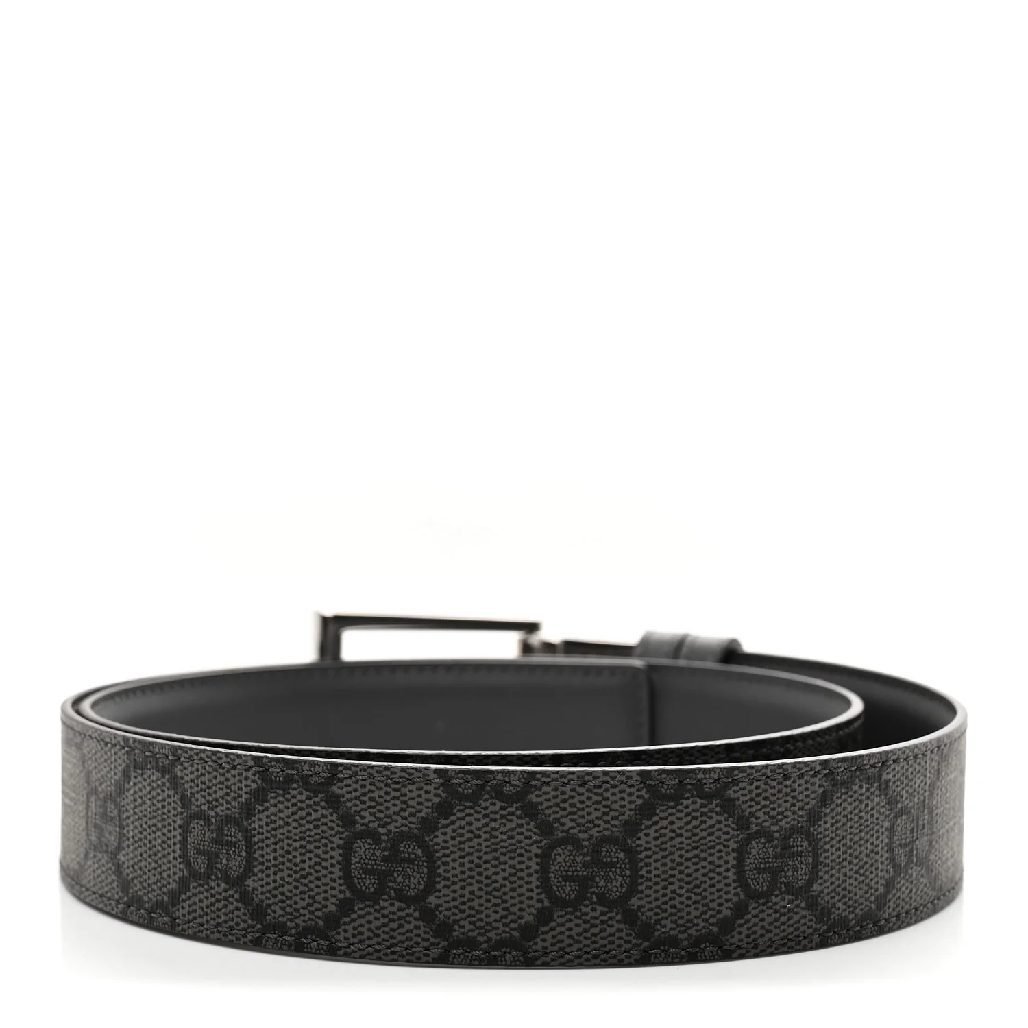Selleria Calfskin GG Supreme Monogram Reversible Belt 80 32 Graphite Grey Black