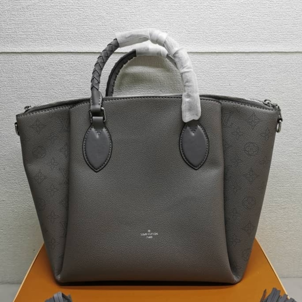 Louis Vuitton Haumea Mahina Leather Bag Dark Grey 30Cm